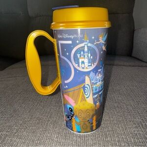 Disney World 50th Anniversary Resort Mug Refillable Parks Cup Mickey Lid Yellow